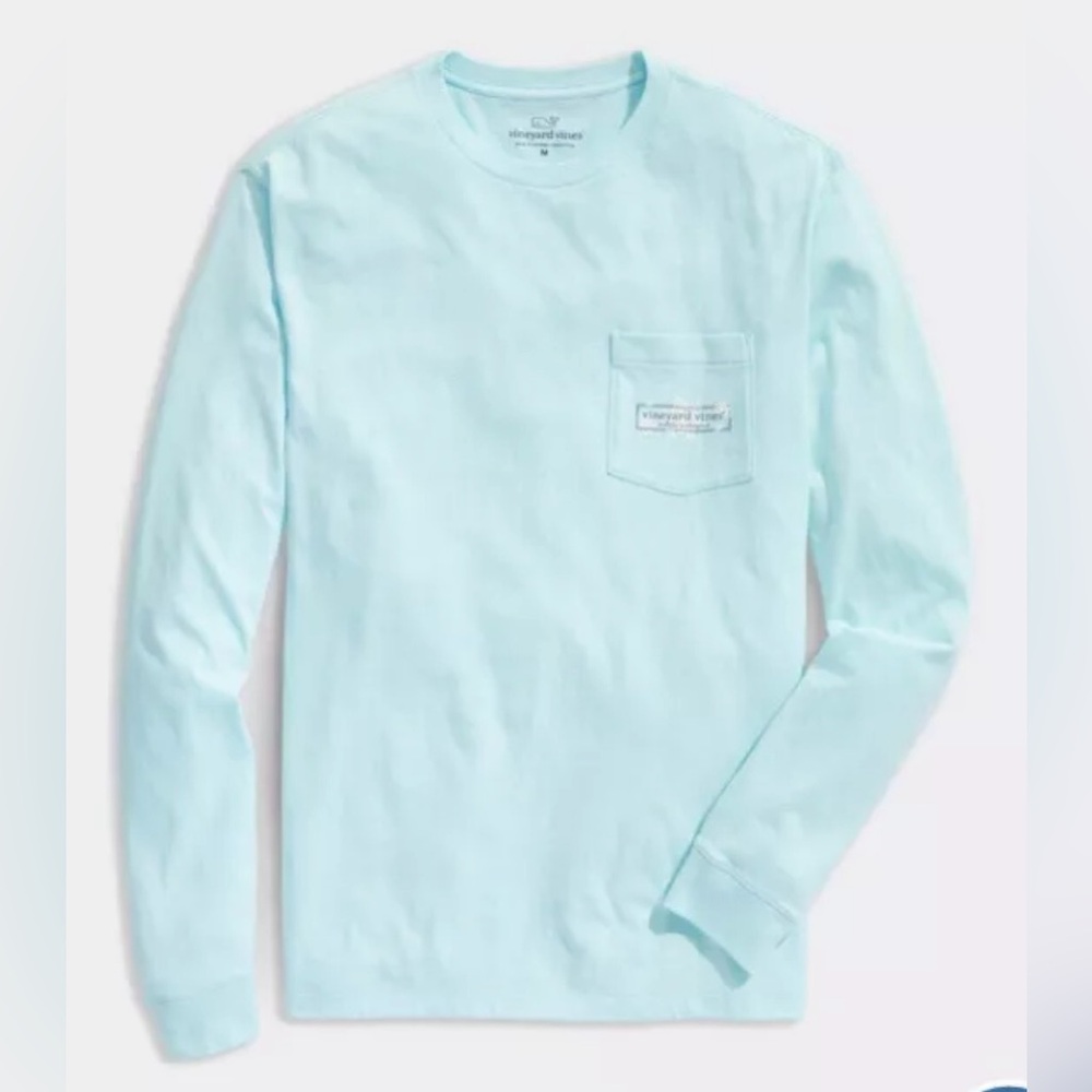 Vineyard Vines Men’s L/S Snowflake Logo box pocket crew neck tee-Sz S/NWOT/Flaws